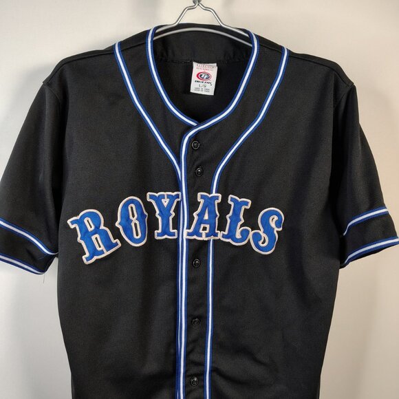 Kansas City Royals True Fan Jersey Large Black Blue Button Down MLB Baseball - Picture 2 of 11